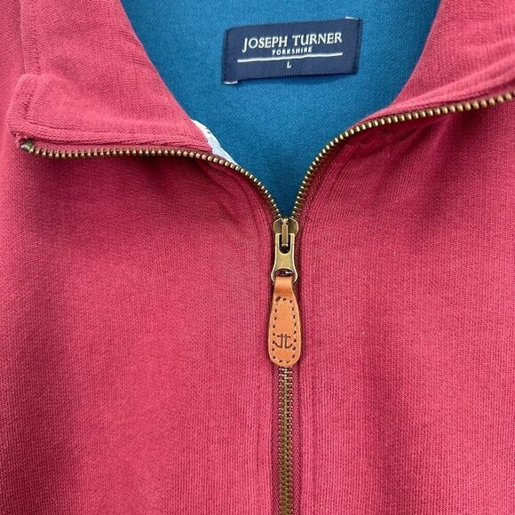 Joseph Turner Yorkshire Full Zip Jersey Sweatshirt in Dark Pink Red - Picture 6 of 11
